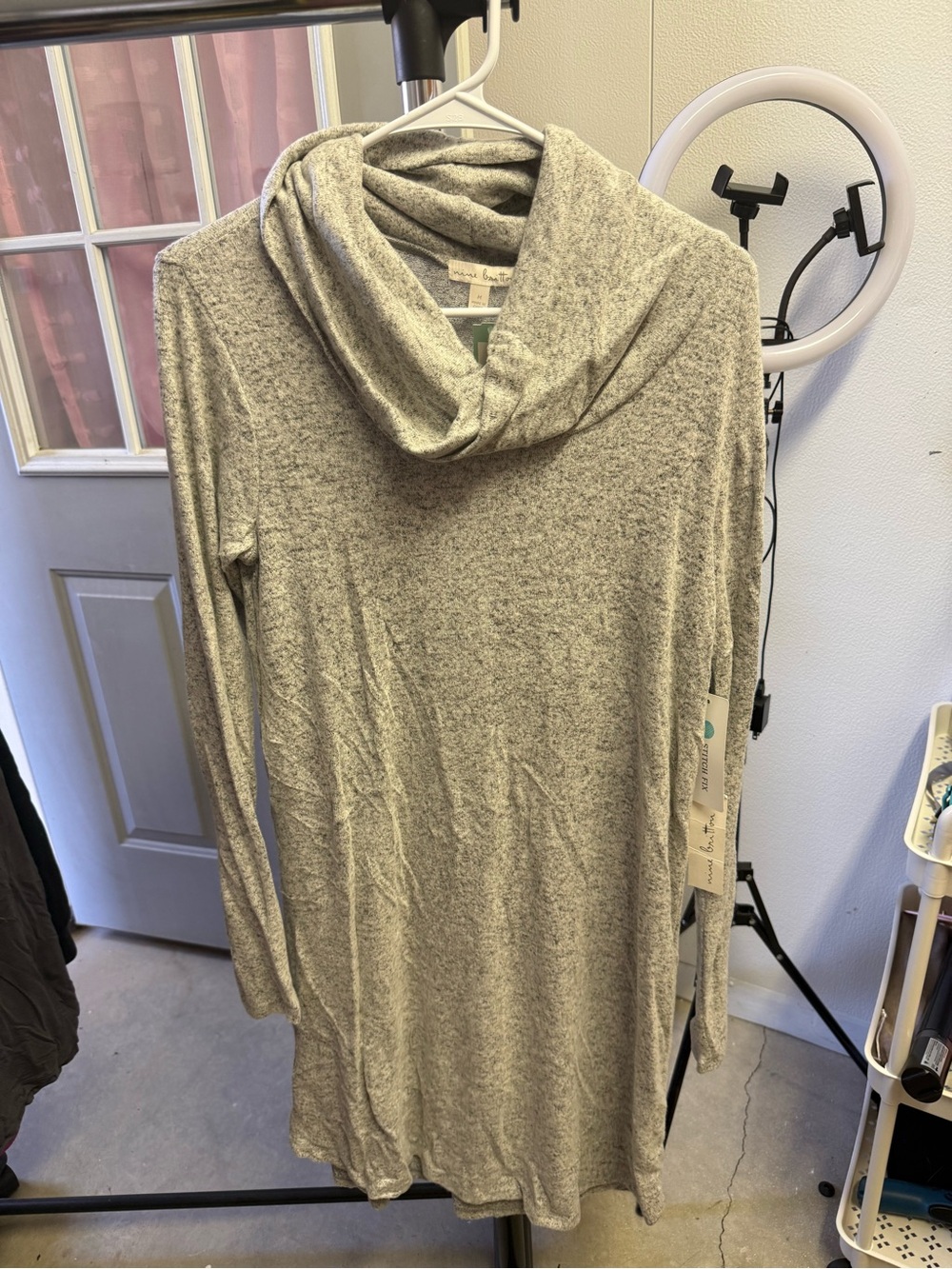 nine britton Light Heather Gray Cowl Neck Tunic